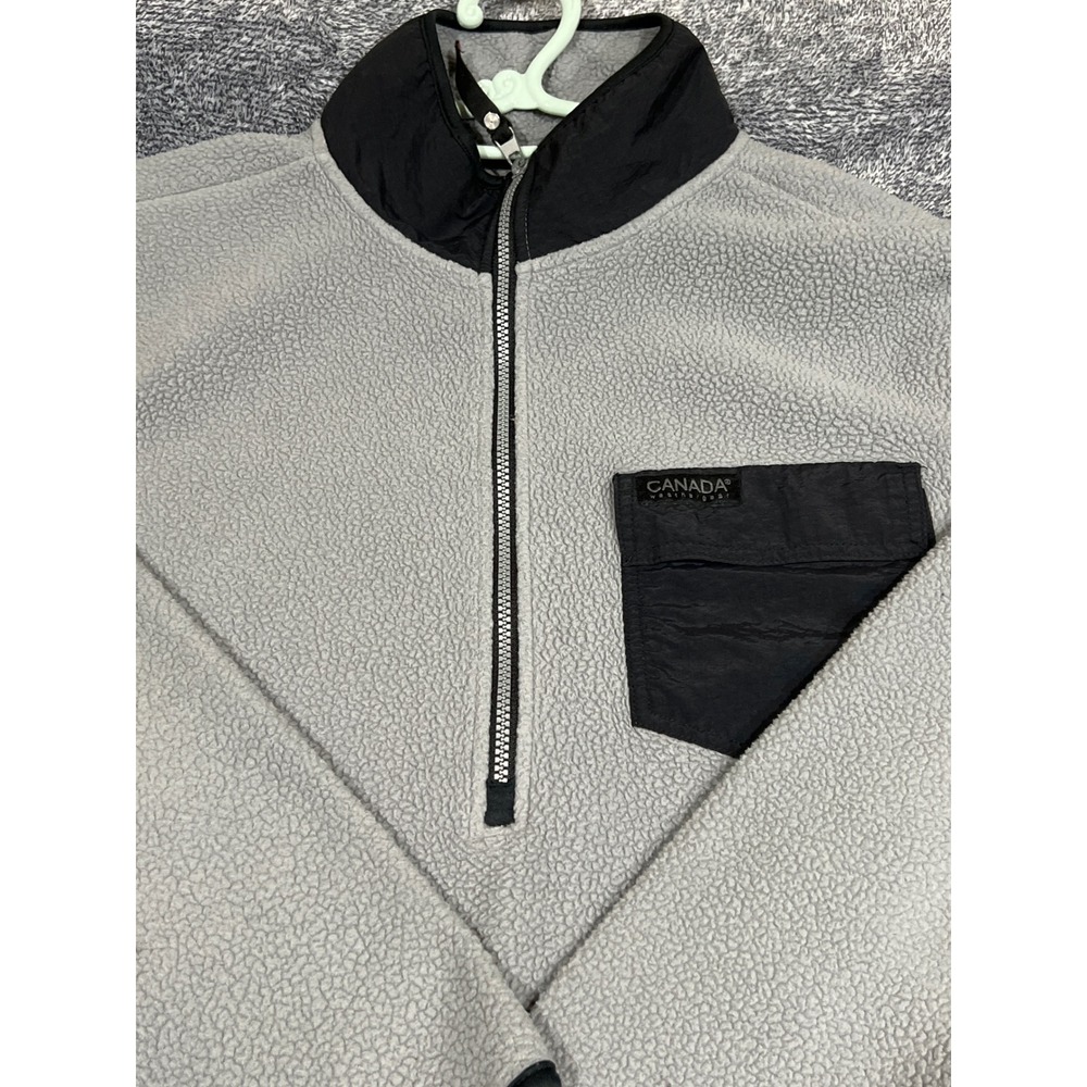 Canada Weathergear Mens XL Gray Black Fleece Quarter Zip Pullover Jacket